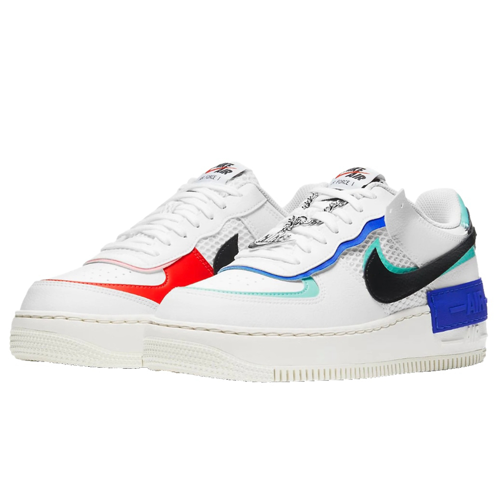 Nike Air Force 1 Shadow Women's 7 White/Multi-Color Pink Blue Shoes DH1965-100